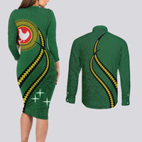 Manua Islands Polynesian Style Couples Matching Long Sleeve Bodycon Dress and Long Sleeve Button Shirt LT9 - Polynesian Pride