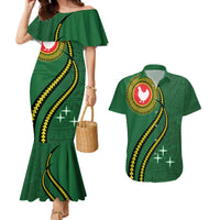 Manua Islands Polynesian Style Couples Matching Mermaid Dress and Hawaiian Shirt LT9 Green - Polynesian Pride