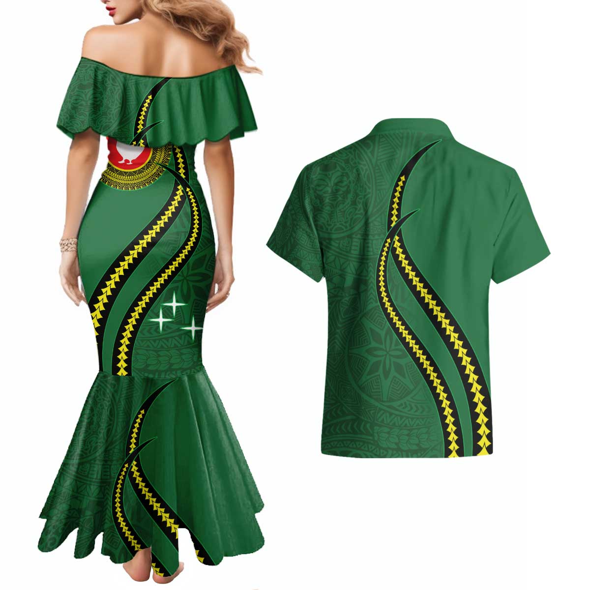 Manua Islands Polynesian Style Couples Matching Mermaid Dress and Hawaiian Shirt LT9 - Polynesian Pride