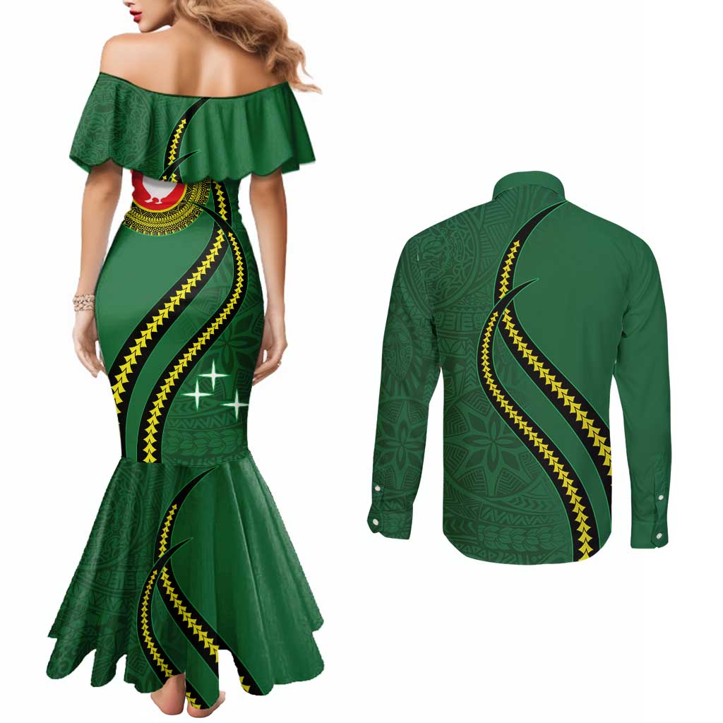 Manua Islands Polynesian Style Couples Matching Mermaid Dress and Long Sleeve Button Shirt LT9 - Polynesian Pride
