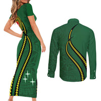 Manua Islands Polynesian Style Couples Matching Short Sleeve Bodycon Dress and Long Sleeve Button Shirt LT9 - Polynesian Pride