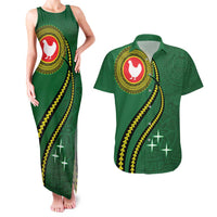 Manua Islands Polynesian Style Couples Matching Tank Maxi Dress and Hawaiian Shirt LT9 Green - Polynesian Pride