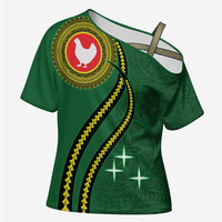 Manua Islands Polynesian Style Cross Shoulder Shirt LT9 Female Green - Polynesian Pride