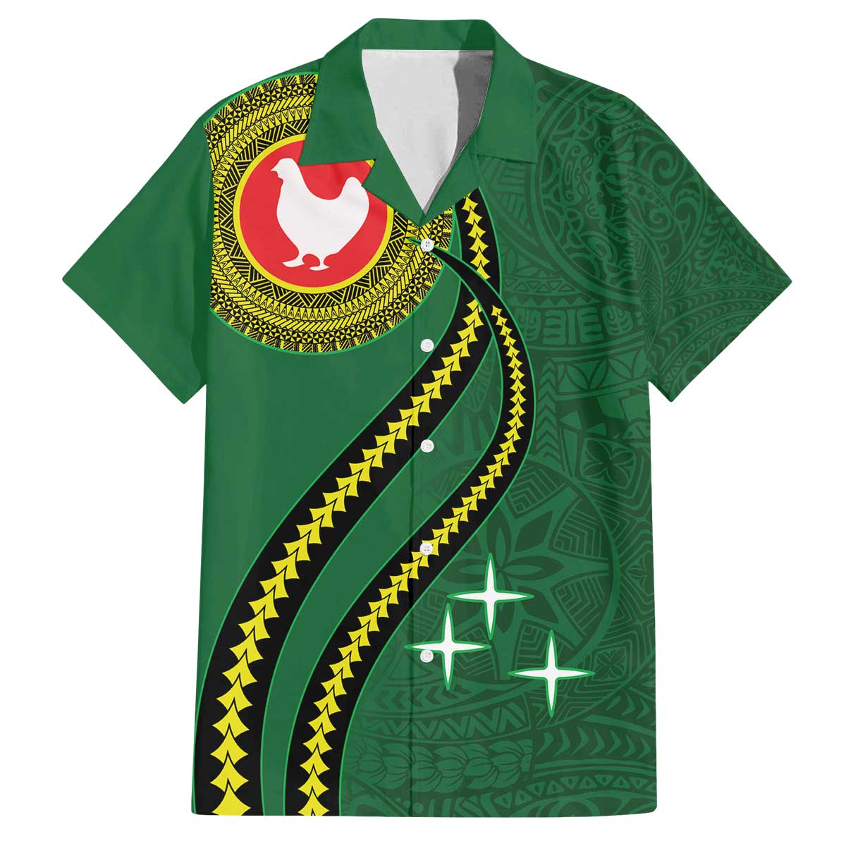 Manua Islands Polynesian Style Family Matching Off The Shoulder Long Sleeve Dress and Hawaiian Shirt