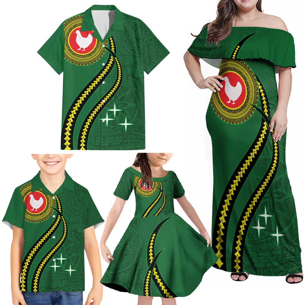 Manua Islands Polynesian Style Family Matching Off Shoulder Maxi Dress and Hawaiian Shirt LT9 - Polynesian Pride