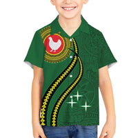 Manua Islands Polynesian Style Family Matching Puletasi and Hawaiian Shirt LT9 Son's Shirt Green - Polynesian Pride