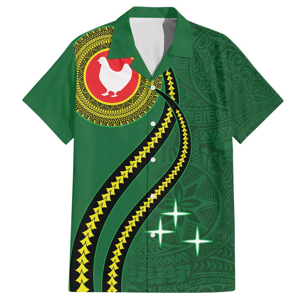 Manua Islands Polynesian Style Family Matching Summer Maxi Dress and Hawaiian Shirt LT9 Dad's Shirt - Short Sleeve Green - Polynesian Pride