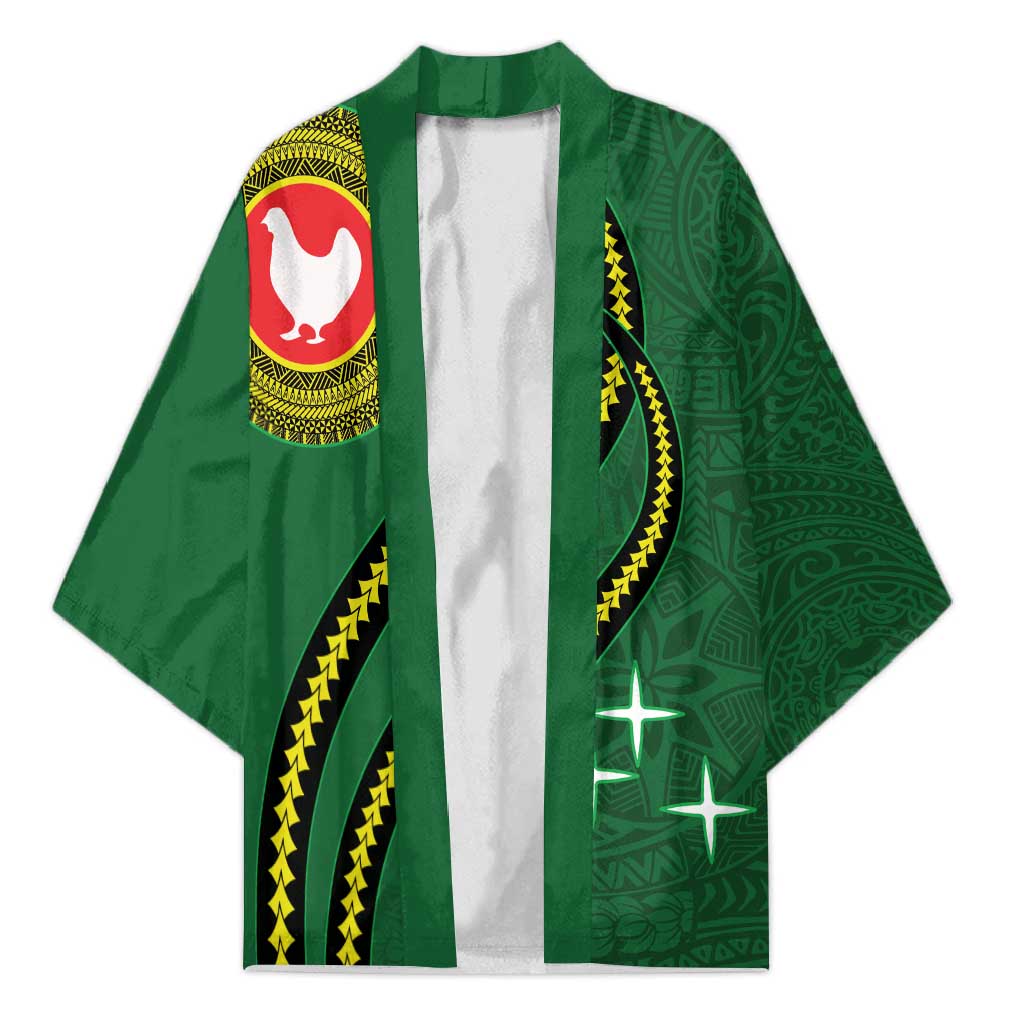 Manua Islands Polynesian Style Kimono LT9 Unisex Green - Polynesian Pride