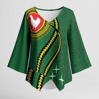 Manua Islands Polynesian Style Kimono Sleeve Blouse LT9 Female Green - Polynesian Pride