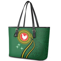 Manua Islands Polynesian Style Leather Tote Bag