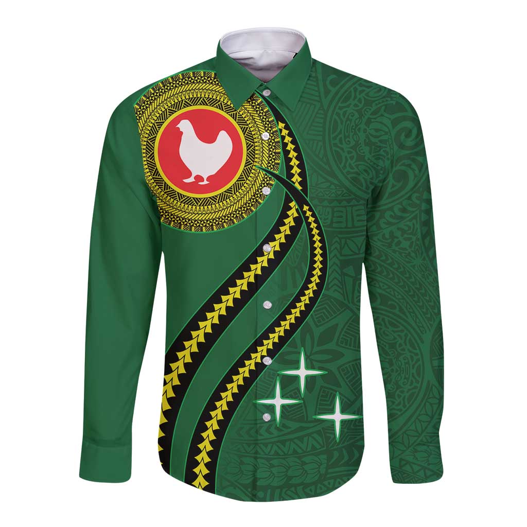 Manua Islands Polynesian Style Long Sleeve Button Shirt