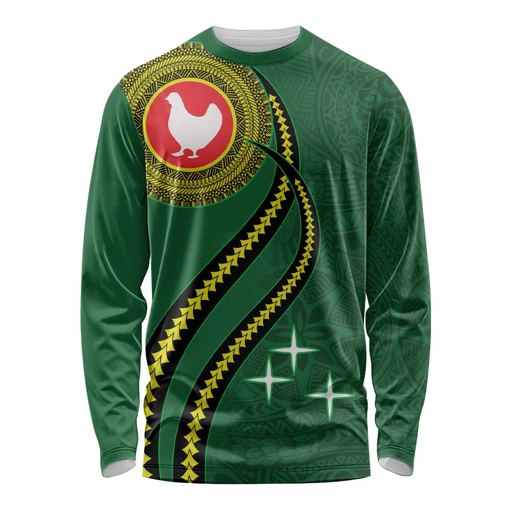 Manua Islands Polynesian Style Long Sleeve Shirt LT9 Unisex Green - Polynesian Pride