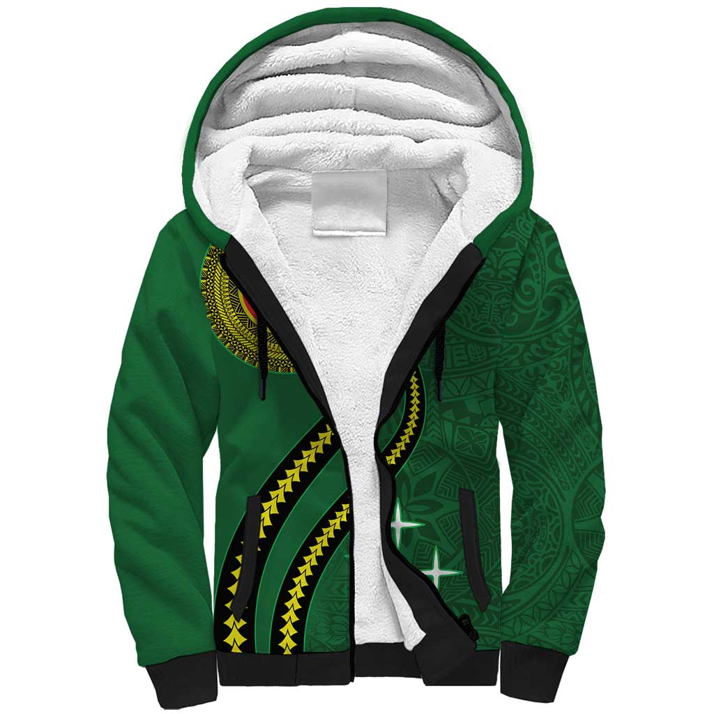 Manua Islands Polynesian Style Sherpa Hoodie LT9 Unisex Green - Polynesian Pride