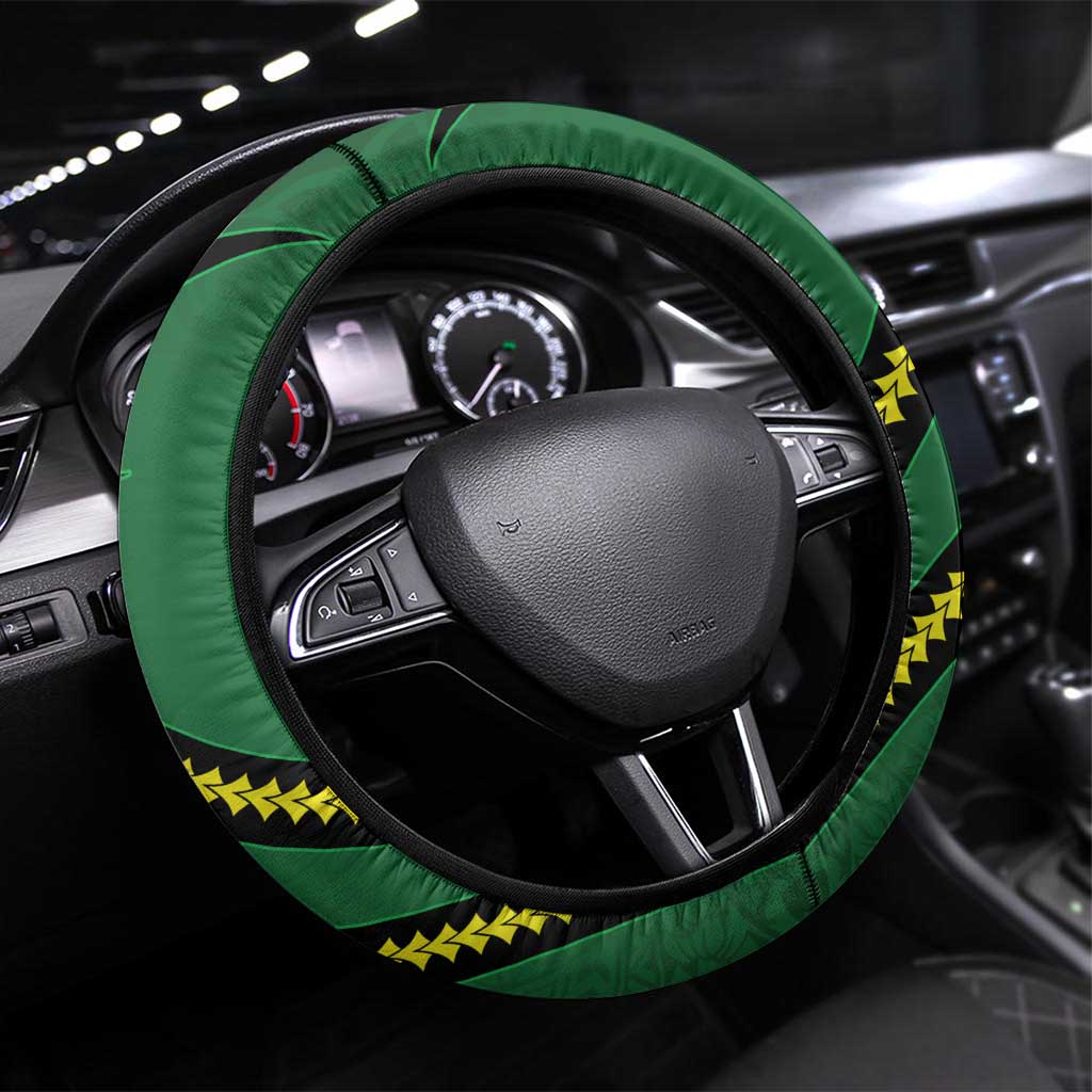 Manua Islands Polynesian Style Steering Wheel Cover LT9 Universal Fit Green - Polynesian Pride