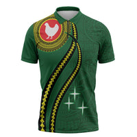 Manua Islands Polynesian Style Zipper Polo Shirt LT9 Green - Polynesian Pride