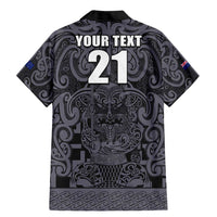 Custom New Zealand Taiaha Maori Family Matching Mermaid Dress and Hawaiian Shirt Minimalist Silver Fern All Black - Polynesian Pride