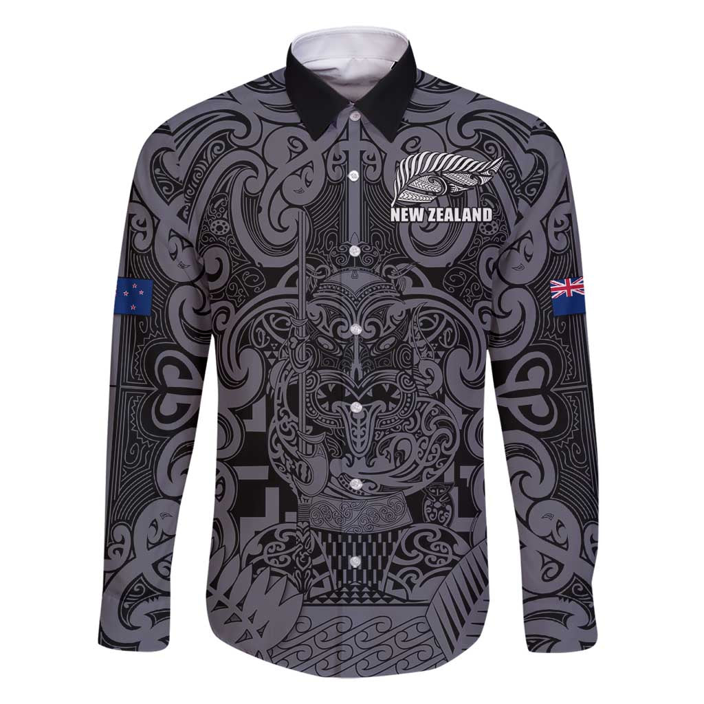 Custom New Zealand Taiaha Maori Family Matching Mermaid Dress and Hawaiian Shirt Minimalist Silver Fern All Black - Polynesian Pride