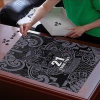 Custom New Zealand Taiaha Maori Puzzle Minimalist Silver Fern All Black - Polynesian Pride