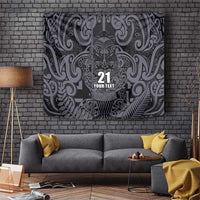 Custom New Zealand Taiaha Maori Tapestry Minimalist Silver Fern All Black - Polynesian Pride