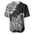 Polynesian Baseball Jersey Pacific Flower Mix Floral Tribal Tattoo Black Vibe LT9 Black - Polynesian Pride