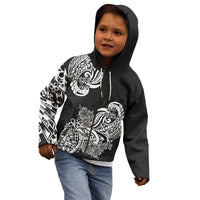 Polynesian Kid Hoodie Pacific Flower Mix Floral Tribal Tattoo Black Vibe LT9 - Polynesian Pride