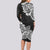 Polynesian Long Sleeve Bodycon Dress Pacific Flower Mix Floral Tribal Tattoo Black Vibe LT9 - Polynesian Pride