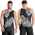 Polynesian Men Tank Top Pacific Flower Mix Floral Tribal Tattoo Black Vibe LT9 - Polynesian Pride