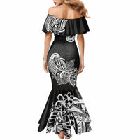 Polynesian Mermaid Dress Pacific Flower Mix Floral Tribal Tattoo Black Vibe LT9 - Polynesian Pride