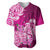 Polynesian Baseball Jersey Pacific Flower Mix Floral Tribal Tattoo Pink Vibe LT9 Pink - Polynesian Pride