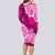 Polynesian Long Sleeve Bodycon Dress Pacific Flower Mix Floral Tribal Tattoo Pink Vibe LT9 - Polynesian Pride