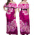 Polynesian Floral Tribal Off Shoulder Long Dress - Pink LT9 - Polynesian Pride