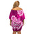 Polynesian Off Shoulder Short Dress Pacific Flower Mix Floral Tribal Tattoo Pink Vibe LT9 - Polynesian Pride