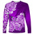 Polynesian Long Sleeve Shirt Pacific Flower Mix Floral Tribal Tattoo Purple Vibe LT9 Unisex Purple - Polynesian Pride