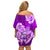 Polynesian Off Shoulder Short Dress Pacific Flower Mix Floral Tribal Tattoo Purple Vibe LT9 - Polynesian Pride