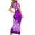 Polynesian Short Sleeve Bodycon Dress Pacific Flower Mix Floral Tribal Tattoo Purple Vibe LT9 - Polynesian Pride