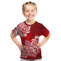 Polynesian Kid T Shirt Pacific Flower Mix Floral Tribal Tattoo Red Vibe LT9 Red - Polynesian Pride