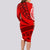 Polynesian Long Sleeve Bodycon Dress Pacific Flower Mix Floral Tribal Tattoo Red Vibe LT9 - Polynesian Pride