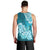 Polynesian Men Tank Top Pacific Flower Mix Floral Tribal Tattoo Aqua Vibe LT9 - Polynesian Pride