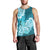 Polynesian Men Tank Top Pacific Flower Mix Floral Tribal Tattoo Aqua Vibe LT9 - Polynesian Pride