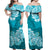 Polynesian Flower Tribal Matching Dress and Hawaiian Shirt Teal LT9 - Polynesian Pride