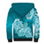 Polynesian Sherpa Hoodie Pacific Flower Mix Floral Tribal Tattoo Aqua Vibe LT9 - Polynesian Pride