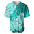 Polynesian Baseball Jersey Pacific Flower Mix Floral Tribal Tattoo Turquoise Vibe LT9 Turquoise - Polynesian Pride