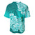 Polynesian Baseball Jersey Pacific Flower Mix Floral Tribal Tattoo Turquoise Vibe LT9 - Polynesian Pride