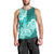 Polynesian Men Tank Top Pacific Flower Mix Floral Tribal Tattoo Turquoise Vibe LT9 - Polynesian Pride