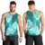 Polynesian Men Tank Top Pacific Flower Mix Floral Tribal Tattoo Turquoise Vibe LT9 - Polynesian Pride