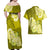 Polynesian Couples Matching Off Shoulder Maxi Dress and Hawaiian Shirt Pacific Flower Mix Floral Tribal Tattoo Yellow Vibe LT9 - Polynesian Pride