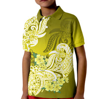 Polynesian Kid Polo Shirt Pacific Flower Mix Floral Tribal Tattoo Yellow Vibe LT9 Kid Yellow - Polynesian Pride
