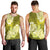 Polynesian Men Tank Top Pacific Flower Mix Floral Tribal Tattoo Yellow Vibe LT9 - Polynesian Pride