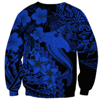 Aloha Hawaii Sweatshirt Hammerhead Shark Tattoo Polynesian Summer - Blue LT9 - Polynesian Pride