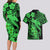 Aloha Hawaii Couples Matching Long Sleeve Bodycon Dress and Hawaiian Shirt Hammerhead Shark Tattoo Polynesian Summer - Green LT9 - Polynesian Pride